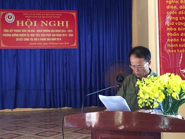 Đồng chí Nguyễn Văn Hoa CT Hội CCB xã thông qua Báo cáo tổng kết